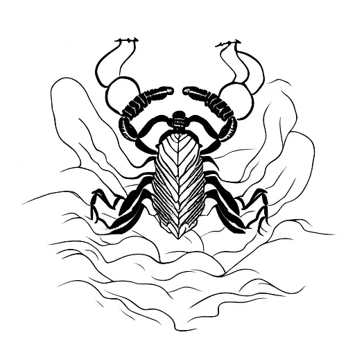 Scorpion Surrounded By Waves