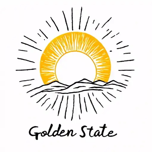 A Rising Sun With Golden State Written Under It