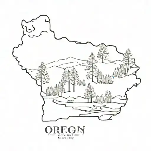 Oregon Outline With Nature Inspired