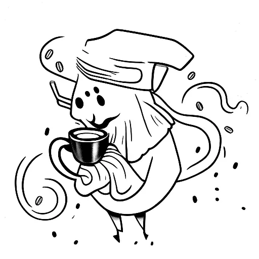 Ghost Holding Coffee