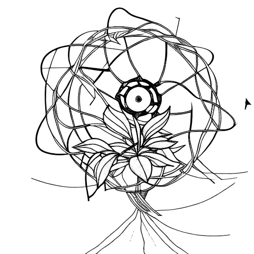 A Minimalist Tattoo Of A Film Reel Intertwined With A Tea Plant