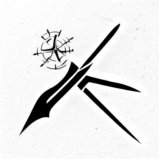 One Sword With Feminine Wings On The Sides