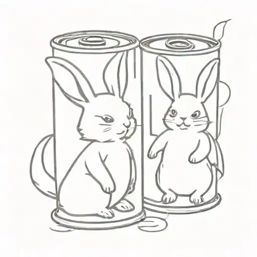 Rabbit And Bat Cheers With Cans