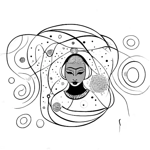 A Portrait Of A Beautiful Woman With A Galaxy-filled Mind