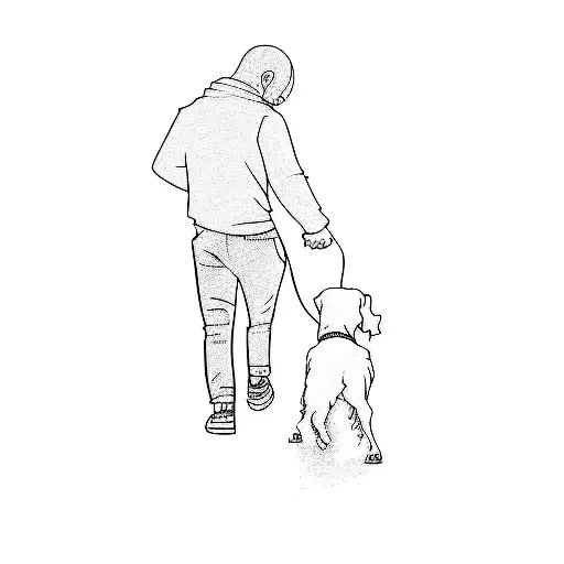 A Man Walking A Dog