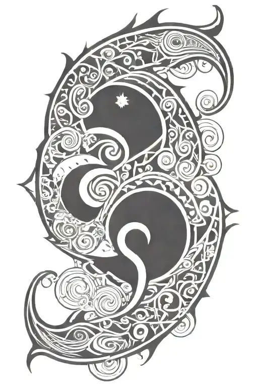 Sun Inside Fish Hook Intertwined