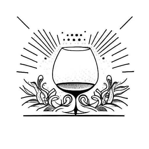 Wine Glass With Design That Signifies Filling Your Own Cup And Self Love