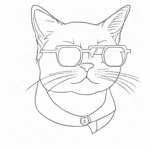 Generate A Minimalist Tattoo Of A Cool Cat Wearing Sunglasses