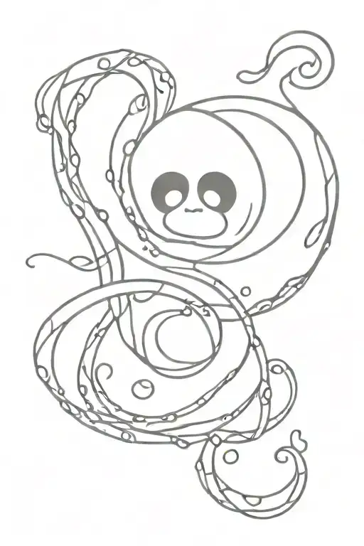 Infinity Symbol With Binary Code Flowing And An Octopus And Panda On Each Side