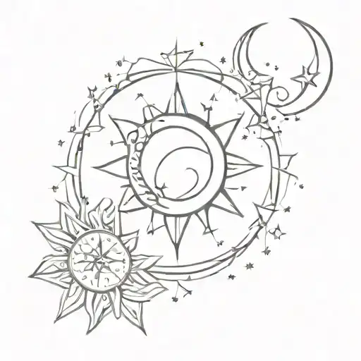 Constelation Moon Sun Star Cascading