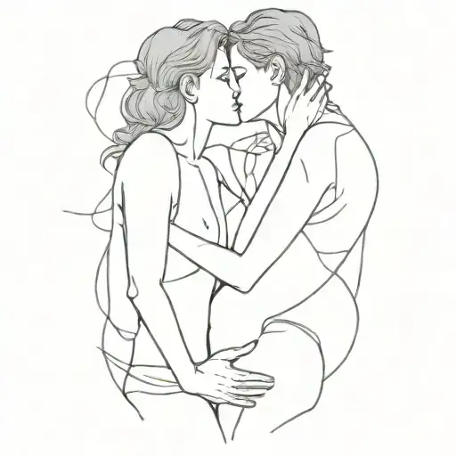 Line Art Boys Kissing Mom