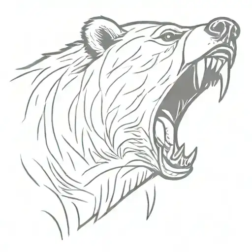 Grizzly Bear Snarling Teeth