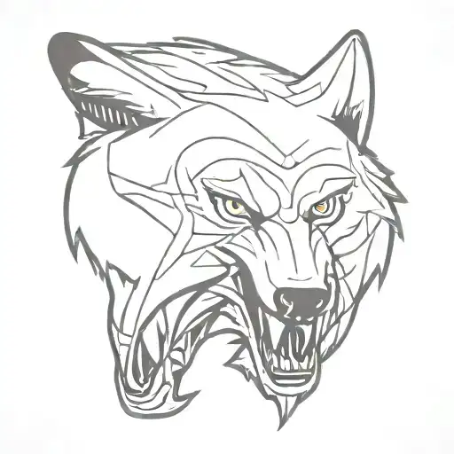 Traditional Wolf Snarling