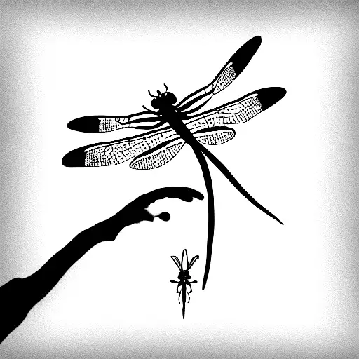 Dragonfly With Robin Bird On Branch