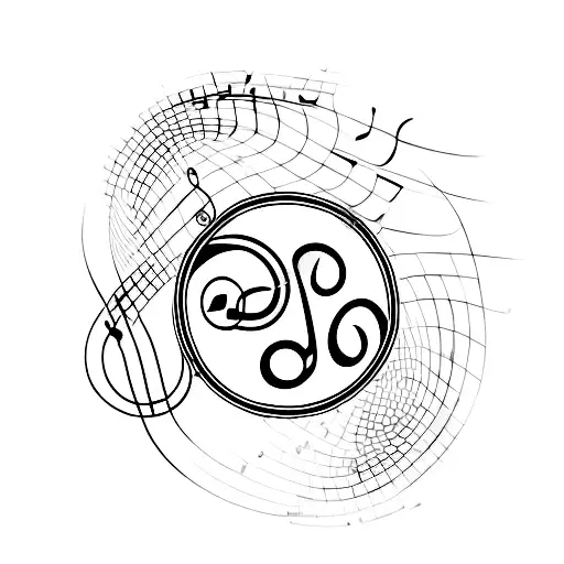 A Minimalist Tattoo Of A Football And A Musical Note Intertwined