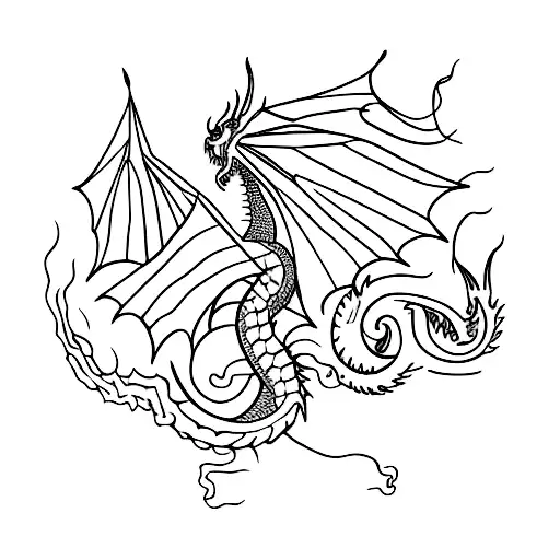 A Minimalist Tattoo Of A Dragon Surrounded By Musical Notes