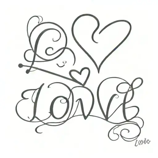 The Word Love And 3 Hearts