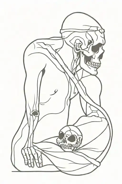 Skull And Alone Man And Line