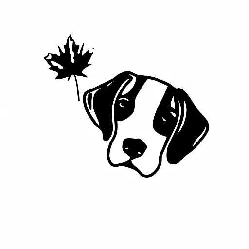 Beagle Dog And Include Maple Leaf