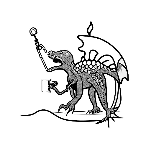 A Nurse Dinosaur With A Lantern