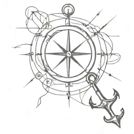 Anchor Combind With Compass In The Style Of The Painting The Persistence Of Memory By Salvador Dali