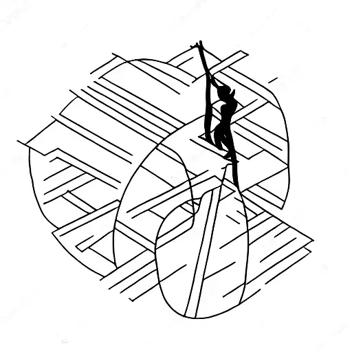 A Simple Line Drawing Of A Person Balancing On A Tightrope