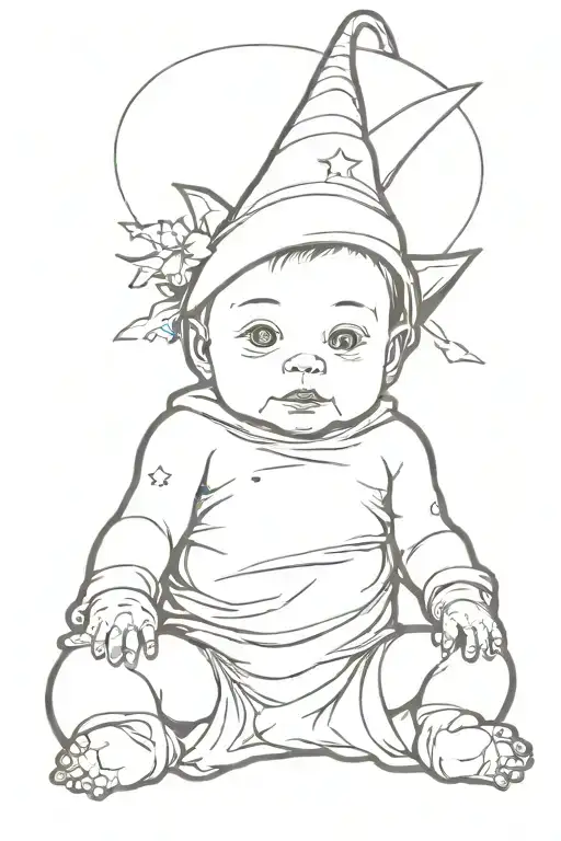 Baby On His Back With Wizard