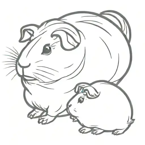 Guineapig One Line Drawing Small