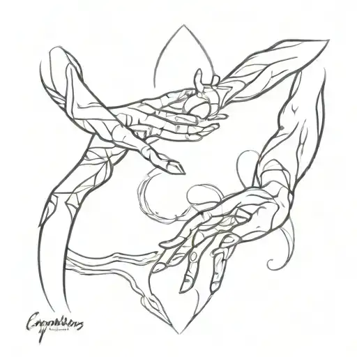 Aquarius And Sagittarius On 2 Hands Holding