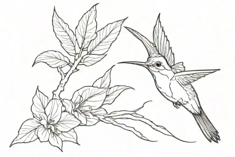 Fingerprint Tattoo With Hummingbird