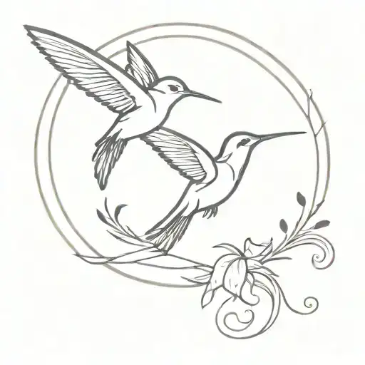 Fingerprint Tattoo With Hummingbird Silhouette