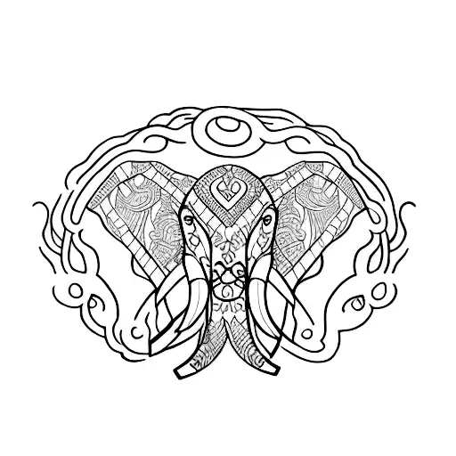A Unique Minimalist Tattoo Of A Majestic Elephant Adorned With Intricate Thai-inspired Patterns