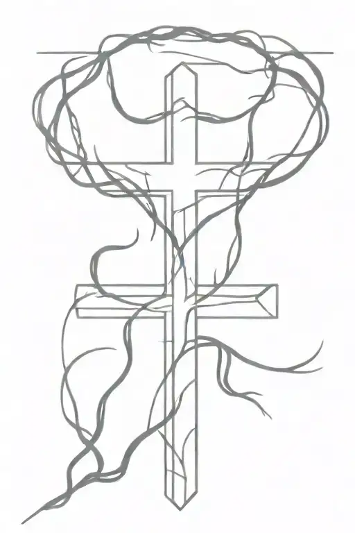 Cross With A Crown Of Thorns Hanging From It