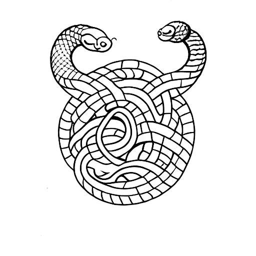 A Minimalist Tattoo Of A Snake Intertwined With A Mountain Range