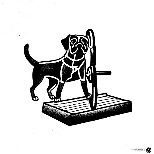 Dog Lifting Weights In A Gym