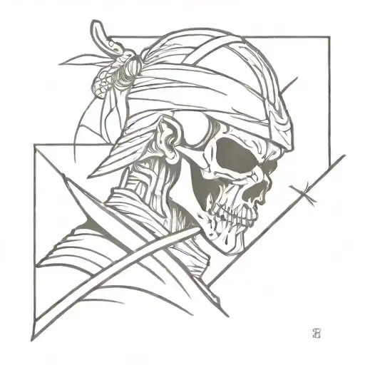 Minimalist Samurai Skeleton Cuts Off The Head Of A Living Samurai