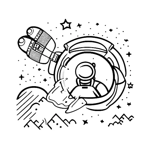 Astronaut Wondering In The Space