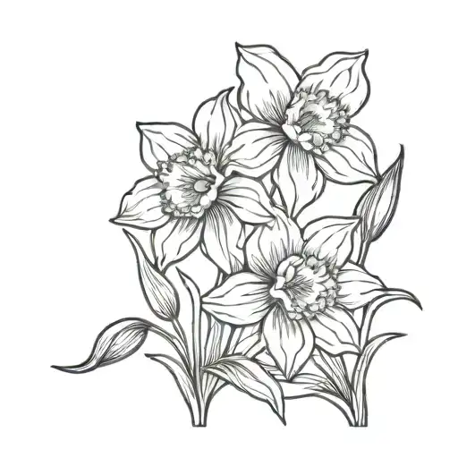 Simple Daffodils Line Art