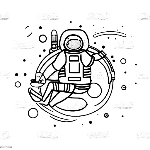 An Astronaut Sit On Crescent And Play Gituar