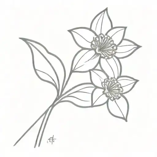 Simple Daffodils Stem And Leaves Sprouting