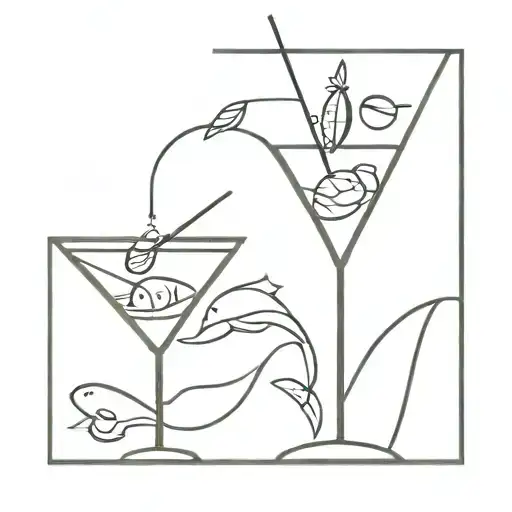 Fishing And Martini Glass