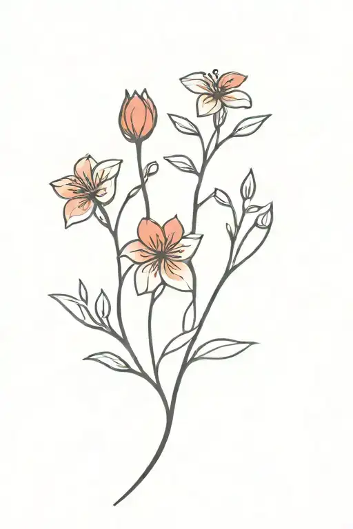 Red Flowers And Black Stems Entwined