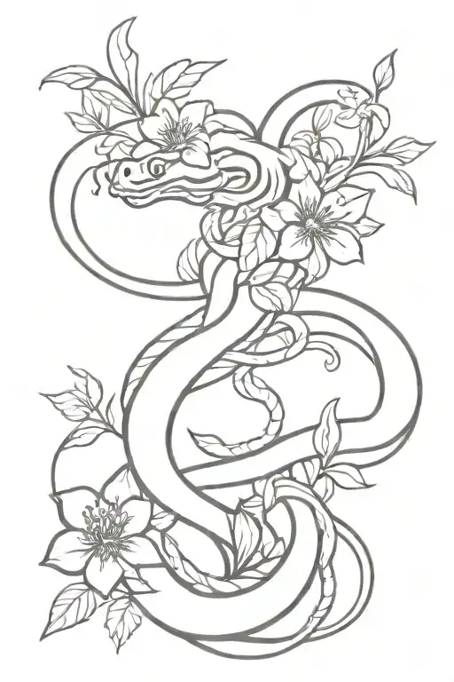 Snake With Wild Flowers Feminine Broken Angel
