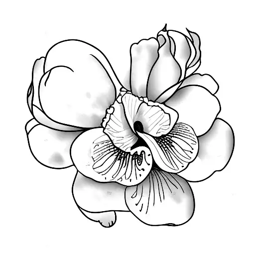 Apple Blossom Flower With Iris Flower Watercolor Tatoo