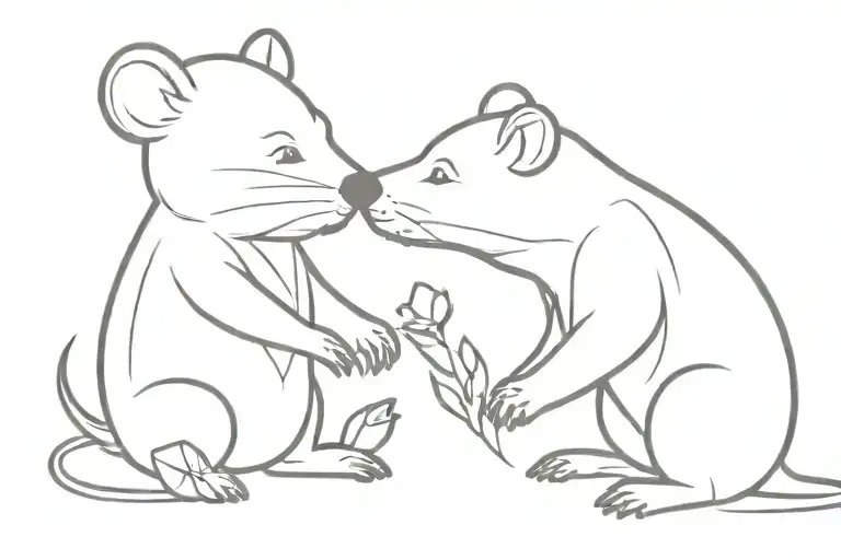 Mouse And Bear Kiss