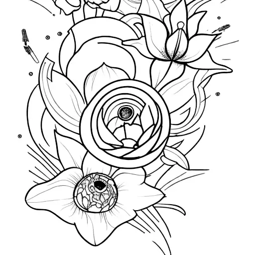 Star Wars Theme With Violet And Daffodil Flowers