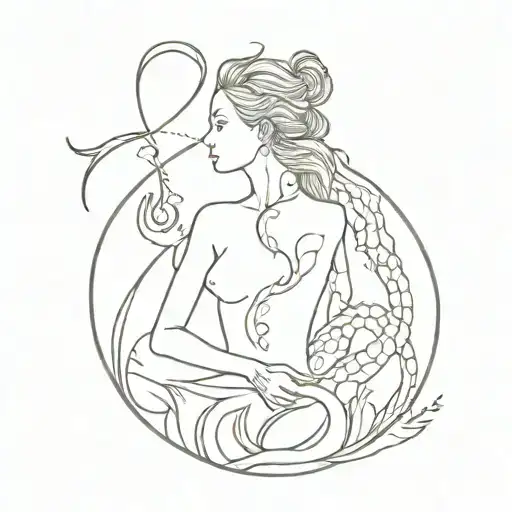A Lady Virgo Mixed With Dragon And The Alchemical Symbol For Earth