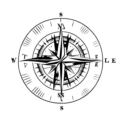 A Minimalist Tattoo Of A Compass With Animal Silhouettes Instead Of Cardinal Directions