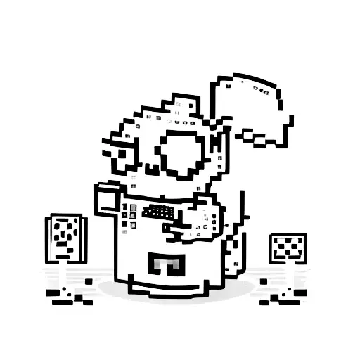 A Minimalist Tattoo Of A Pixelated Animal Character Playing A Video Game