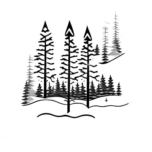A Minimalist Tattoo Of A Winter Forest Hike Trail Map